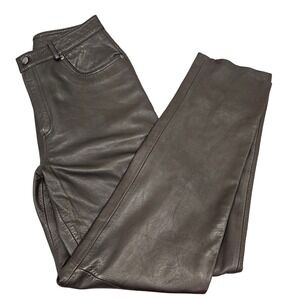 Colebrook & Co Leather Straight Leg‎ Pants Womens 14 Dark Brown Lined